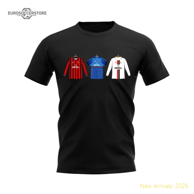 AC Milan 1995-1996 Retro Shirt T-shirt (Black) (MALDINI 3)-Vantage Point Soccer