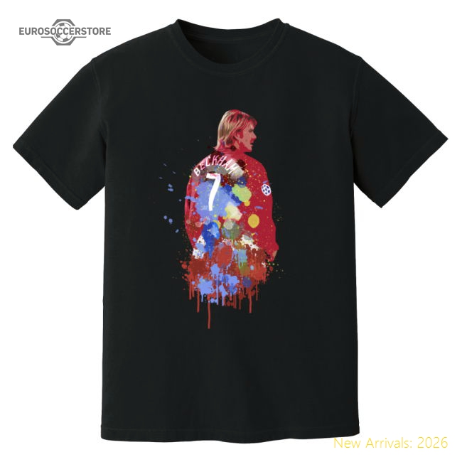 David Beckham Man United Art T-Shirt (Black)-Vantage Point Soccer