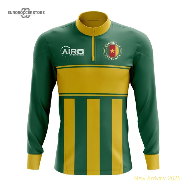 Cameroon Concept Football Half Zip Midlayer Top (Green-Yellow)-Vantage Point Soccer
