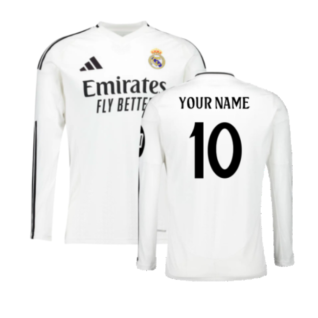 2024-2025 Real Madrid Long Sleeve Home Shirt (Your Name)-Vantage Point Soccer
