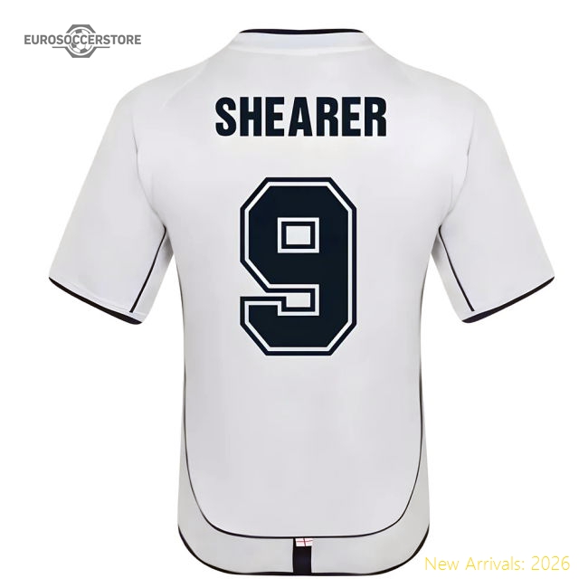 England 2002 Retro Football Shirt (SHEARER 9)-Vantage Point Soccer
