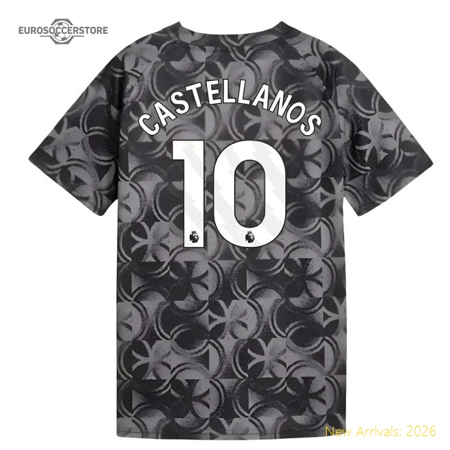 2025-2026 Man City Warm Up Jersey (Black) - Kids (Castellanos 10)-Vantage Point Soccer