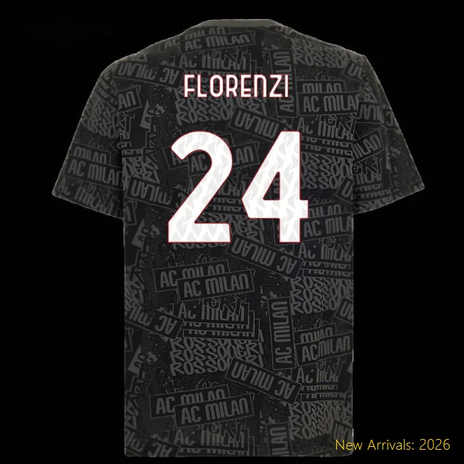 2025-2026 AC Milan ftblCulture Tee AOP (Black) (Florenzi 24)-Vantage Point Soccer