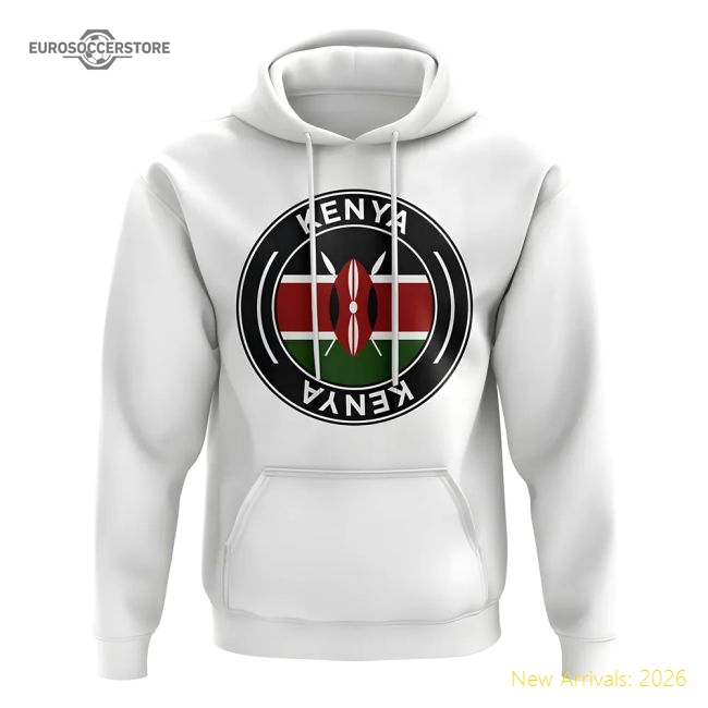 Kenya Football Badge Hoodie (White)-Vantage Point Soccer