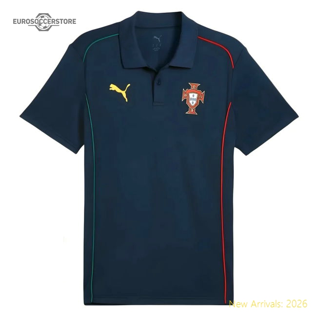 2025-2026 Portugal Casuals Polo Shirt (Persian Blue)-Vantage Point Soccer