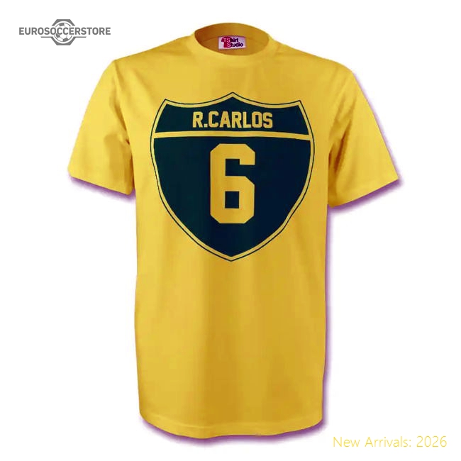 Roberto Carlos Brazil Crest Tee (yellow)-Vantage Point Soccer