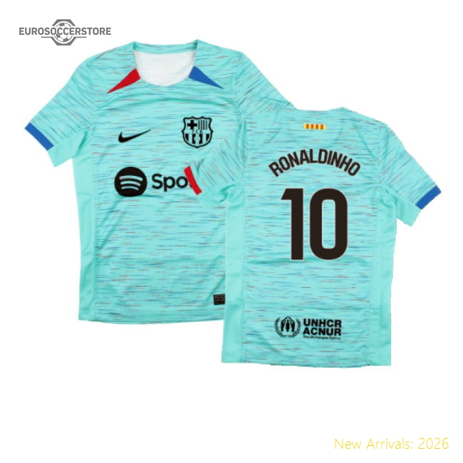 2023-2024 Barcelona Third Shirt (Kids) (Ronaldinho 10)-Vantage Point Soccer