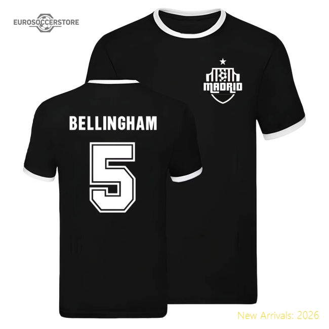 Real Madrid Ringer T-shirt (Jude Bellingham 5)-Vantage Point Soccer