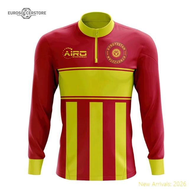 Kyrgyzstan Concept Football Half Zip Midlayer Top (Red-Yellow)-Vantage Point Soccer