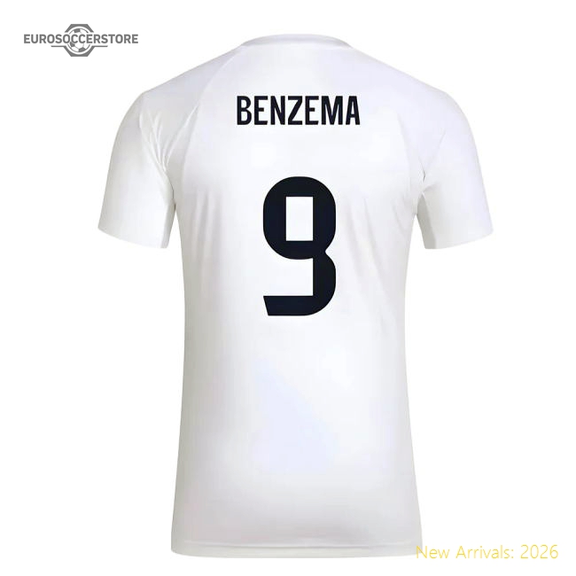 2025-2026 Real Madrid Seasonal Graphic Tee (White) (Benzema 9)-Vantage Point Soccer