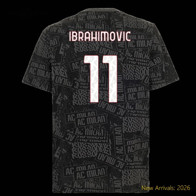 2025-2026 AC Milan ftblCulture Tee AOP (Black) (Ibrahimovic 11)-Vantage Point Soccer