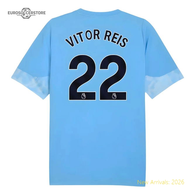 2025-2026 Man City Training Jersey (Light Blue) - Kids (Vitor Reis 22)-Vantage Point Soccer
