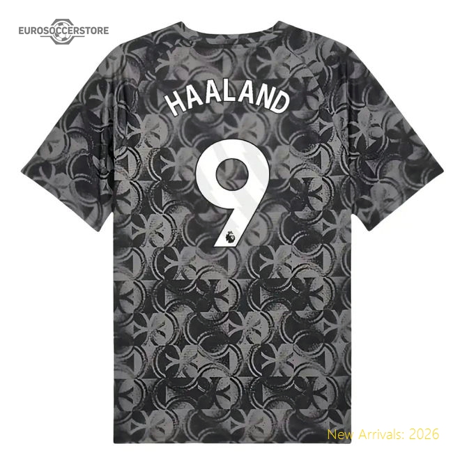 2025-2026 Man City Warm Up Jersey (Black) (Haaland 9)-Vantage Point Soccer