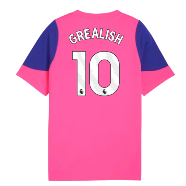 2025-2026 Man City Training Jersey (Fluro Pink) - Kids (Grealish 10)-Vantage Point Soccer