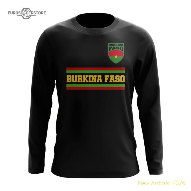 Burkina Faso Core Football Country Long Sleeve T-Shirt (Black)-Vantage Point Soccer