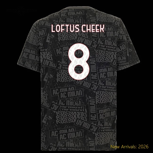 2025-2026 AC Milan ftblCulture Tee AOP (Black) (Loftus Cheek 8)-Vantage Point Soccer