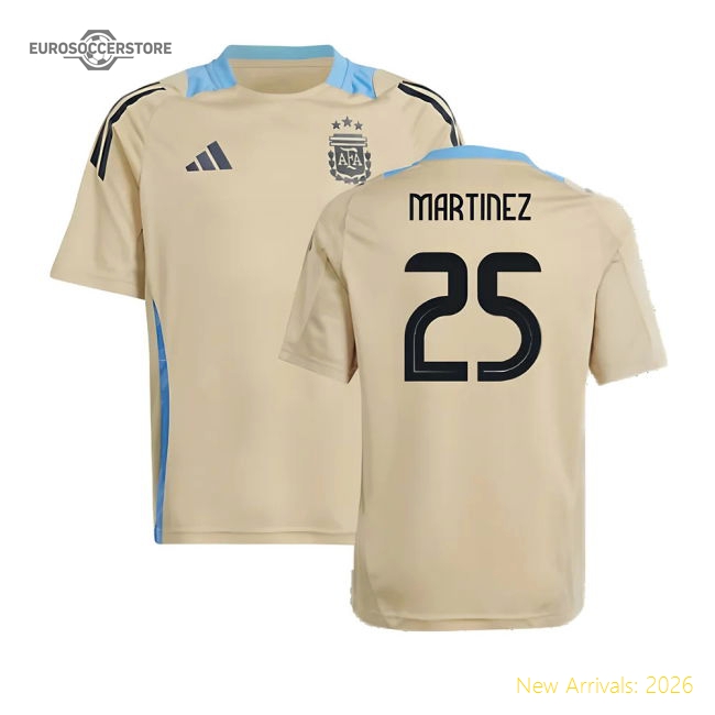 2024-2025 Argentina Training Jersey (Hazy Beige) - Kids (MARTINEZ 25)-Vantage Point Soccer