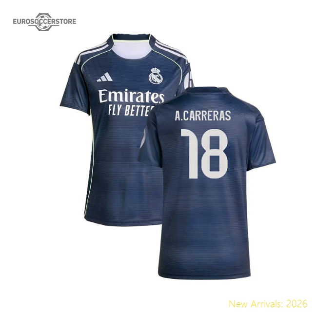 2025-2026 Real Madrid Authentic Away Shirt (Womens) (A.Carreras 18)-Vantage Point Soccer