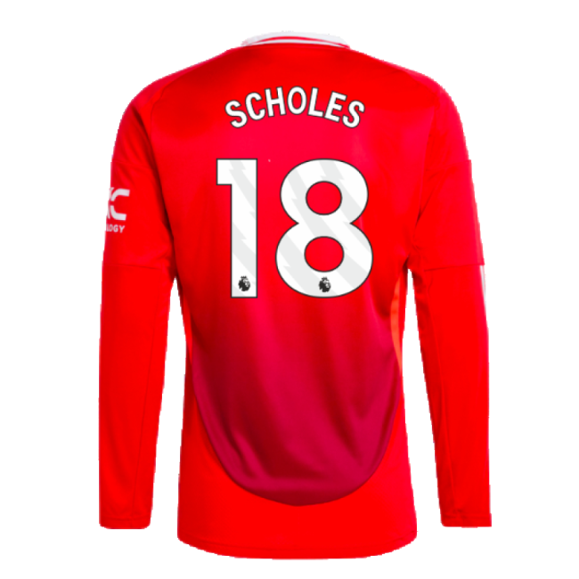 2024-2025 Man Utd Long Sleeve Home Shirt (Scholes 18)-Vantage Point Soccer