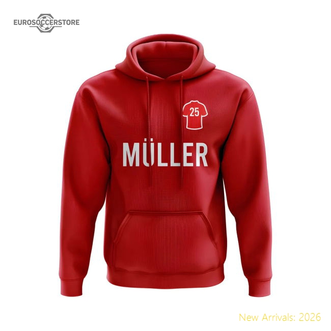 Thomas Muller Bayern Munich Number Hoody (Red)-Vantage Point Soccer