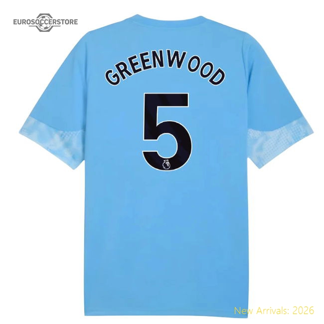 2025-2026 Man City Training Jersey (Light Blue) - Kids (Greenwood 5)-Vantage Point Soccer