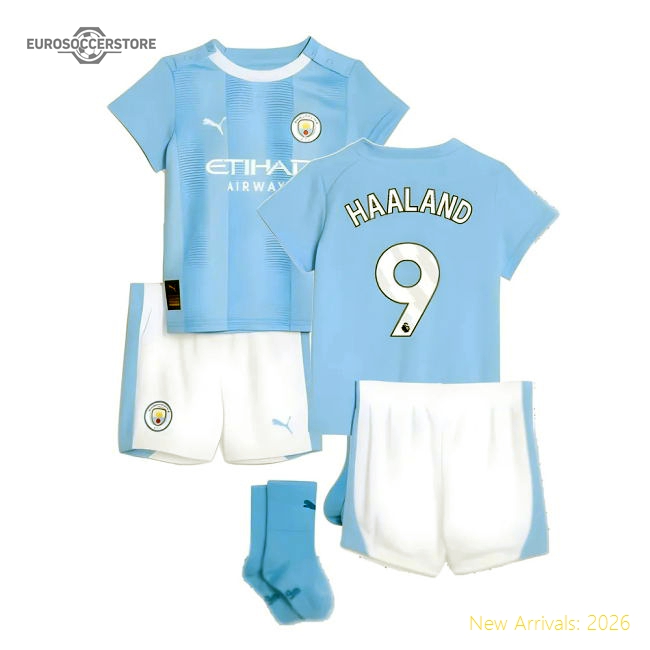 2023-2024 Man City Home Baby Kit (HAALAND 9)-Vantage Point Soccer
