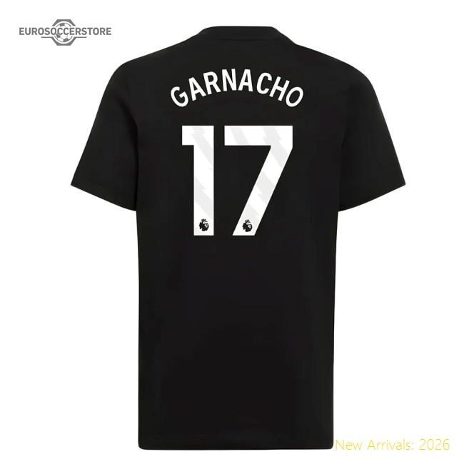 2025-2026 Man Utd EU Training Tee (Black) (Garnacho 17)-Vantage Point Soccer