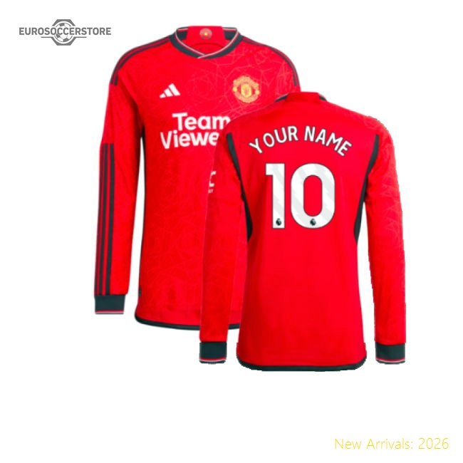 2023-2024 Man Utd Long Sleeve Home Shirt (Your Name)-Vantage Point Soccer