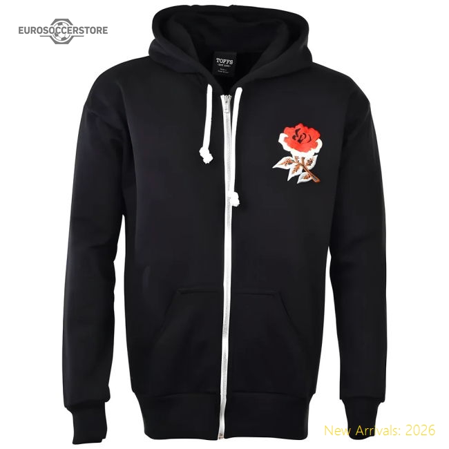 England 1910 Vintage Rugby Zipped Hoodie - Black-Vantage Point Soccer
