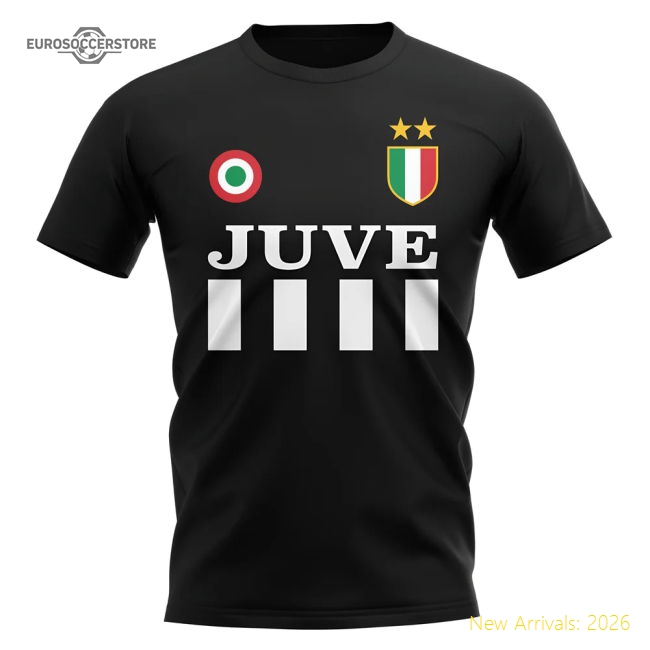 Juventus Vintage Football T-Shirt (Black)-Vantage Point Soccer