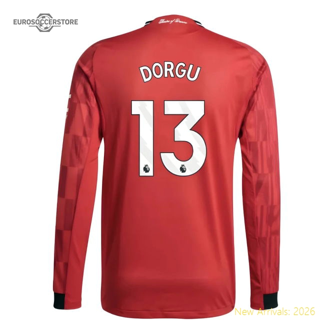 2025-2026 Man Utd Authentic Long Sleeve Home Shirt (Dorgu 13)-Vantage Point Soccer