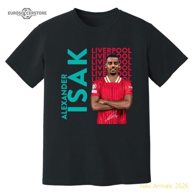 Alexander Isak Liverpool New Signing T-Shirt (Black)-Vantage Point Soccer
