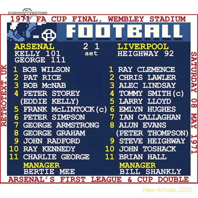 1971 FA Cup Final (Arsenal) Retrotext T-shirt - White-Vantage Point Soccer