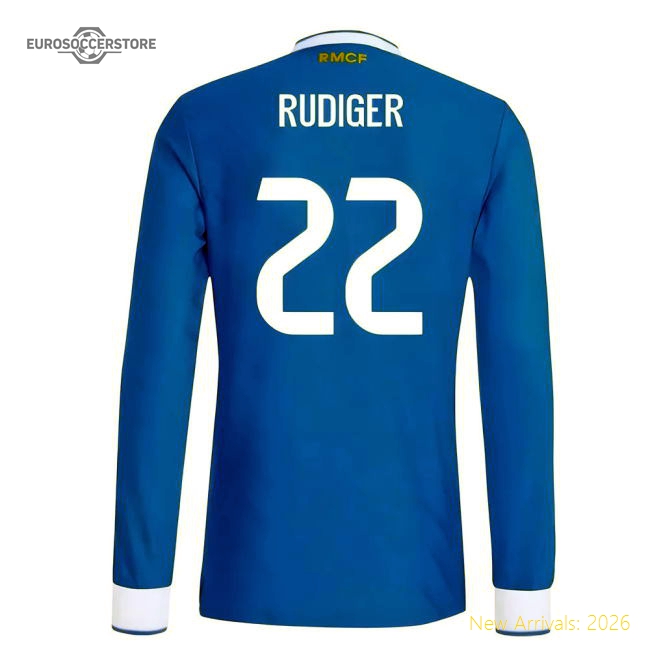 2025-2026 Real Madrid Authentic Long Sleeve Third Shirt (Rudiger 22)-Vantage Point Soccer
