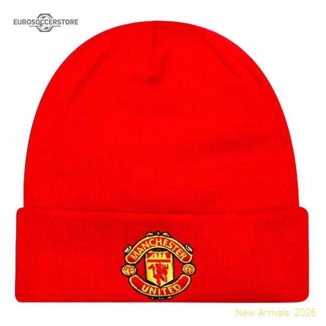 Manchester United Essential Red Beanie Hat-Vantage Point Soccer