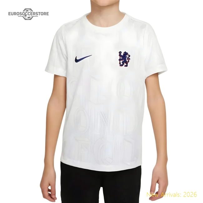 2025-2026 Chelsea Pre-Match Shirt (White) - Kids (Hazard 10)-Vantage Point Soccer