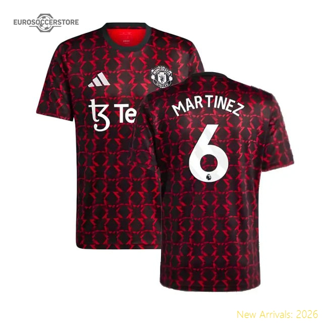 2024-2025 Man Utd Pre-Match Shirt (Black) (Martinez 6)-Vantage Point Soccer