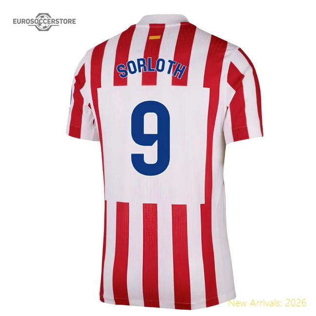 2025-2026 Atletico Madrid Home Authentic Shirt (Sorloth 9)-Vantage Point Soccer