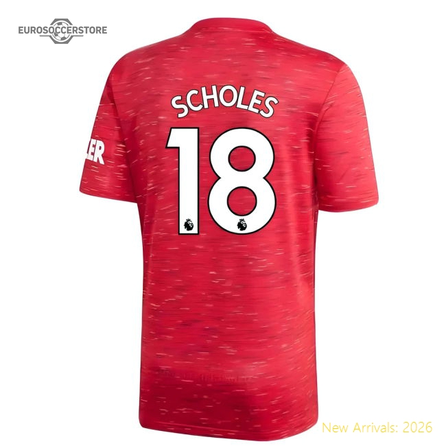 2020-2021 Man Utd Adidas Home Football Shirt (SCHOLES 18)-Vantage Point Soccer
