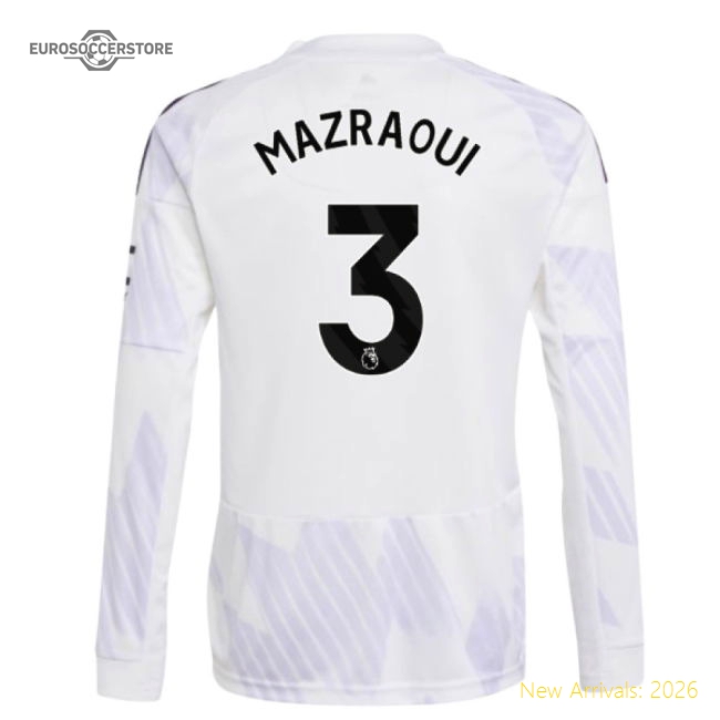 2025-2026 Man Utd Long Sleeve Away Shirt (Kids) (Mazraoui 3)-Vantage Point Soccer