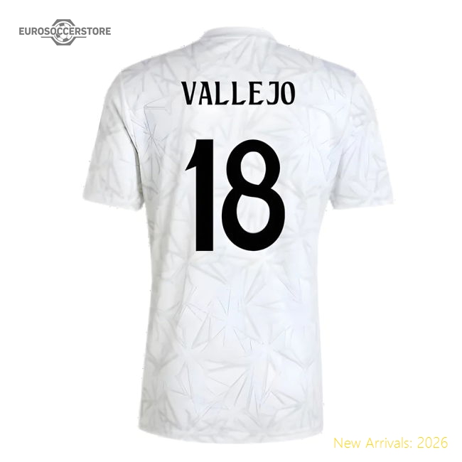 2024-2025 Real Madrid Pre-Match Shirt (White) (Vallejo 18)-Vantage Point Soccer