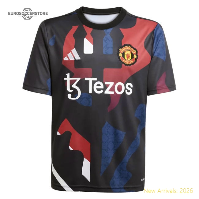 2024-2025 Man Utd Pre-Match Jersey (Black) - Kids (Antony 21)-Vantage Point Soccer