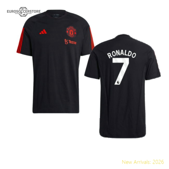 2023-2024 Man Utd Training Tee (Black) (Ronaldo 7)-Vantage Point Soccer