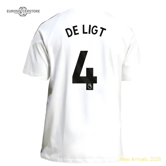 2025-2026 Man Utd Training Tee (White) (De Ligt 4)-Vantage Point Soccer