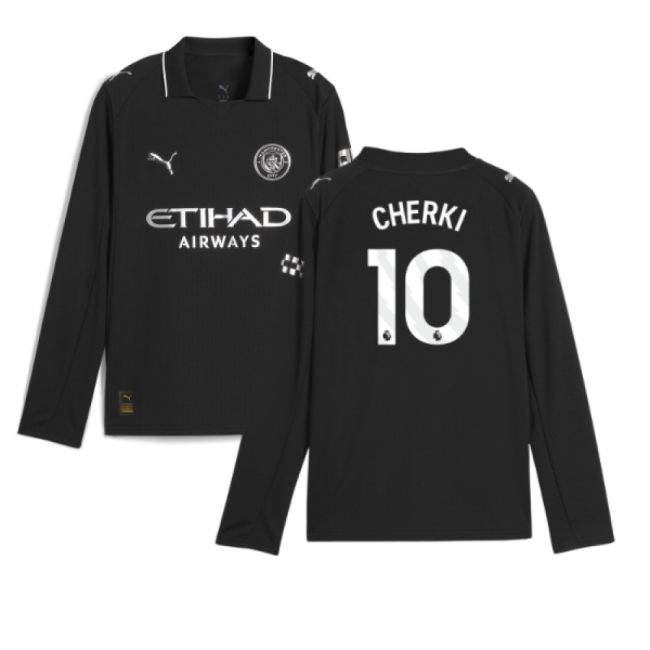 2025-2026 Man City Long Sleeve Away Shirt (Kids) (Cherki 10)-Vantage Point Soccer