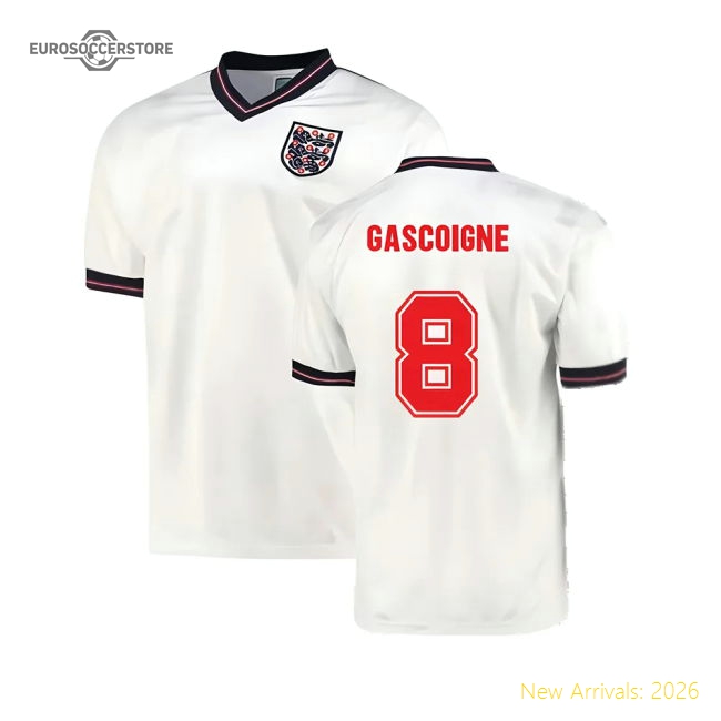 England 1986 Home World Cup Finals Retro Shirt (GASCOIGNE 8)-Vantage Point Soccer