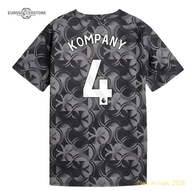 2025-2026 Man City Warm Up Jersey (Black) - Kids (Kompany 4)-Vantage Point Soccer