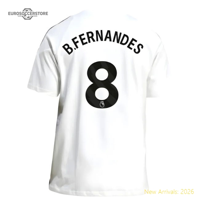 2025-2026 Man Utd Training Tee (White) (B.Fernandes 8)-Vantage Point Soccer
