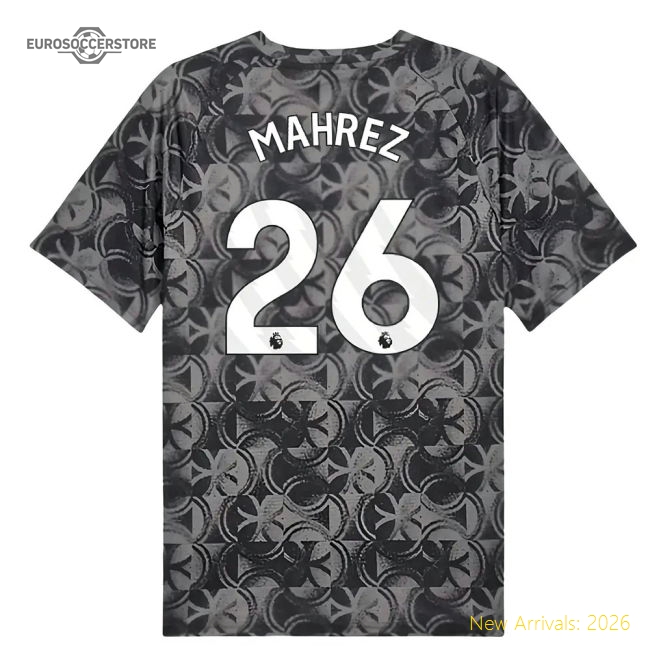 2025-2026 Man City Warm Up Jersey (Black) (Mahrez 26)-Vantage Point Soccer