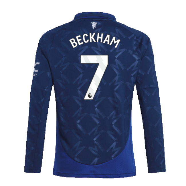 2024-2025 Man Utd Long Sleeve Away Shirt (Kids) (Beckham 7)-Vantage Point Soccer